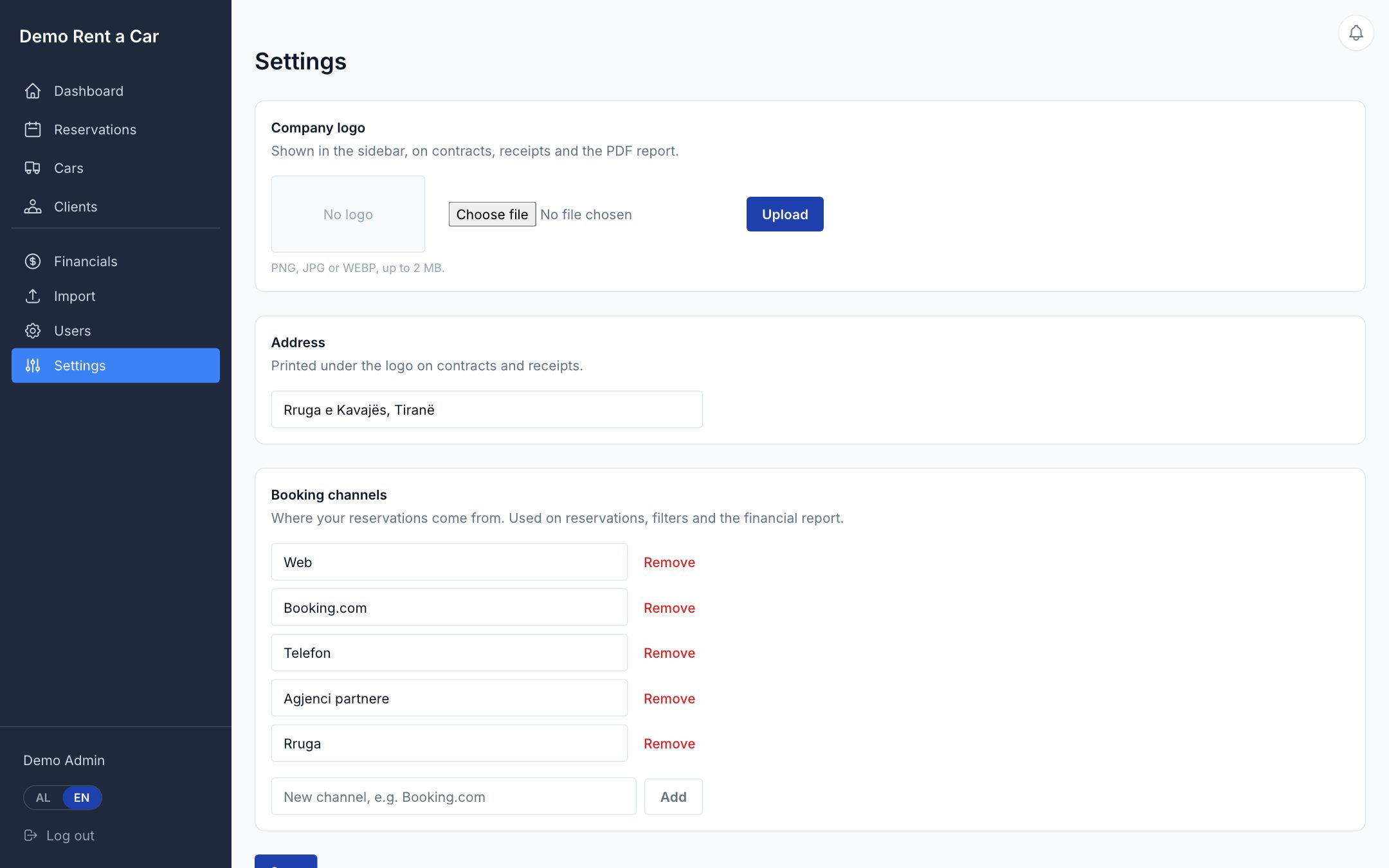 Settings · Mjetet